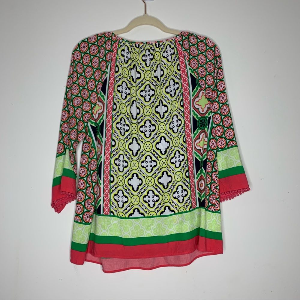 Crown & Ivy pink and green boho print blouse M - Picture 3 of 5